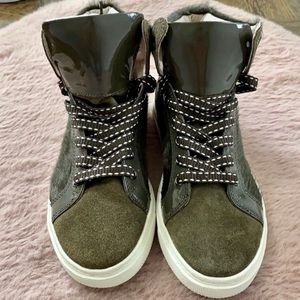Olive Green BAIRD Falkland Patent Leather+Goat Fur Arch Support Sneaker 10US